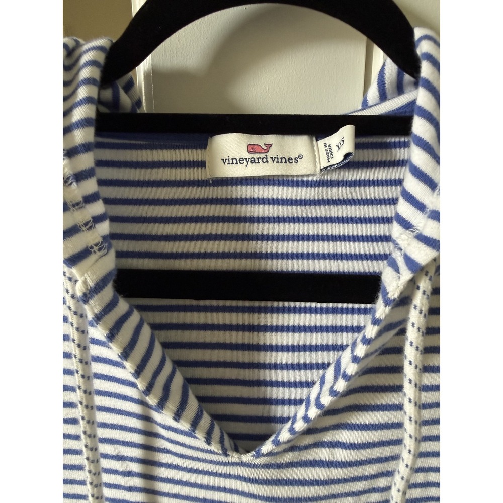 Vineyard Vines Women XXS Blue White Striped Hooded Tunic Dress Cotton Nautical - Picture 3 of 7